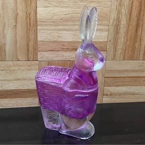 Vintage Zabkowice Glass Magenta Pink Bunny Rabbit Candy Dish